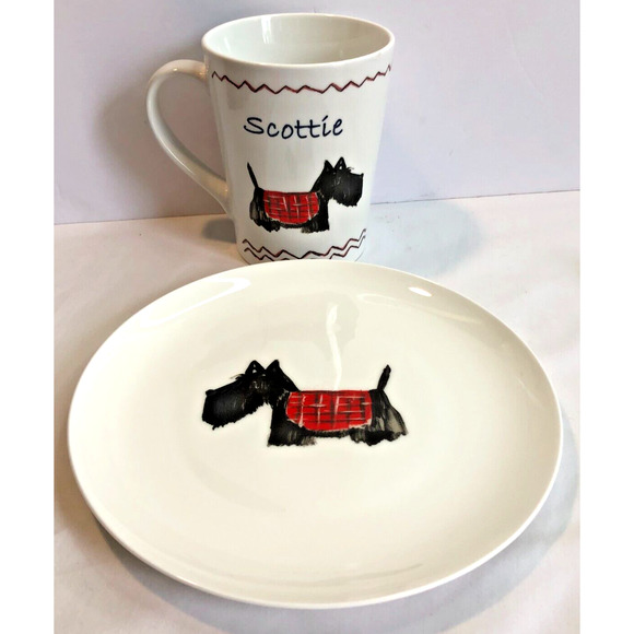 The Company Store Other - The Company Store 8" Scottie Dog Plate & Big Mug Set Dog Lover Scottish Terrier